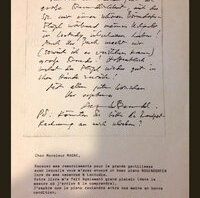 Lettre d'Alfred Brendel • Lettre du pianiste Alfred Brendel adressée à Daniel Magne