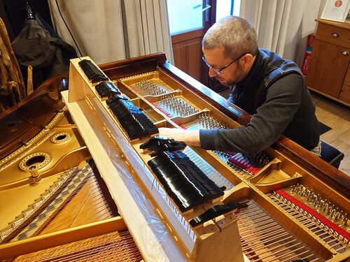 Steinway A-188 - remontage des étouffoirs